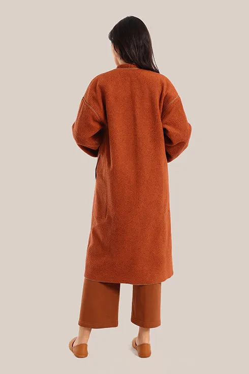 Embroidered reversible long-sleeve cotton coat