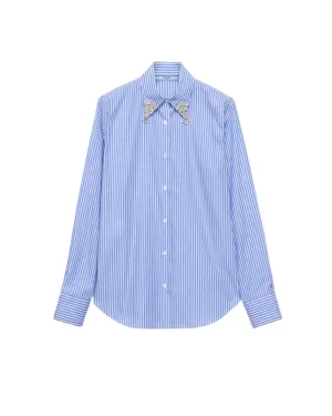 EMBROIDERED STRIPE POPLIN SHIRT