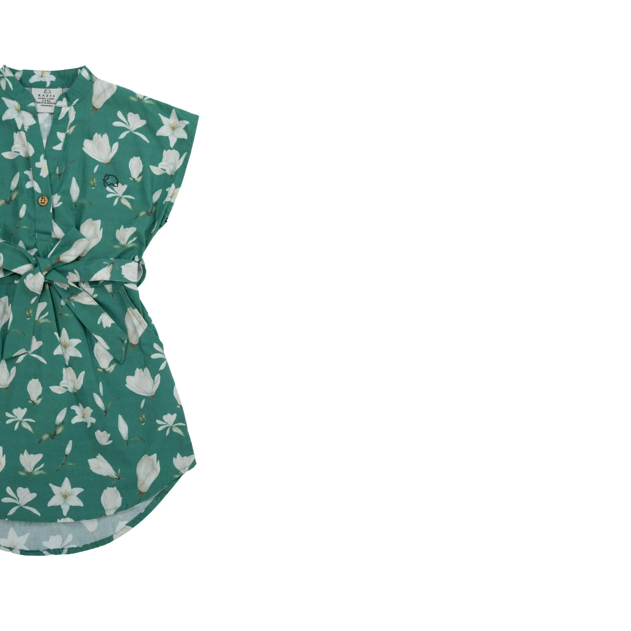 Ethically Made Charm: Bottle Green Lilly Blossom Cotton Shirt Dress