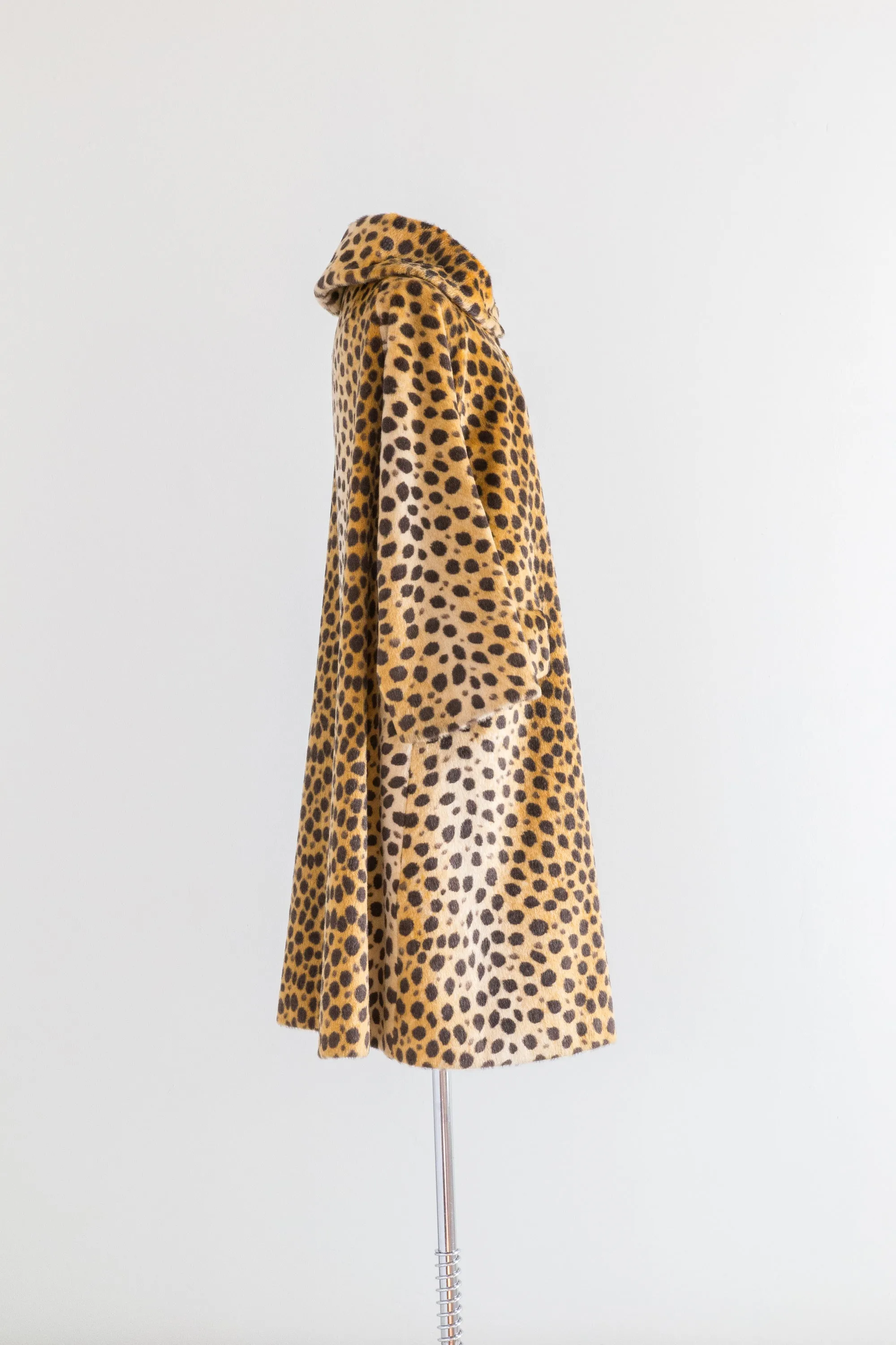 Fabulous 1960s Faux Cheetah Print Cocoon Coat By Dan Millstein / ML