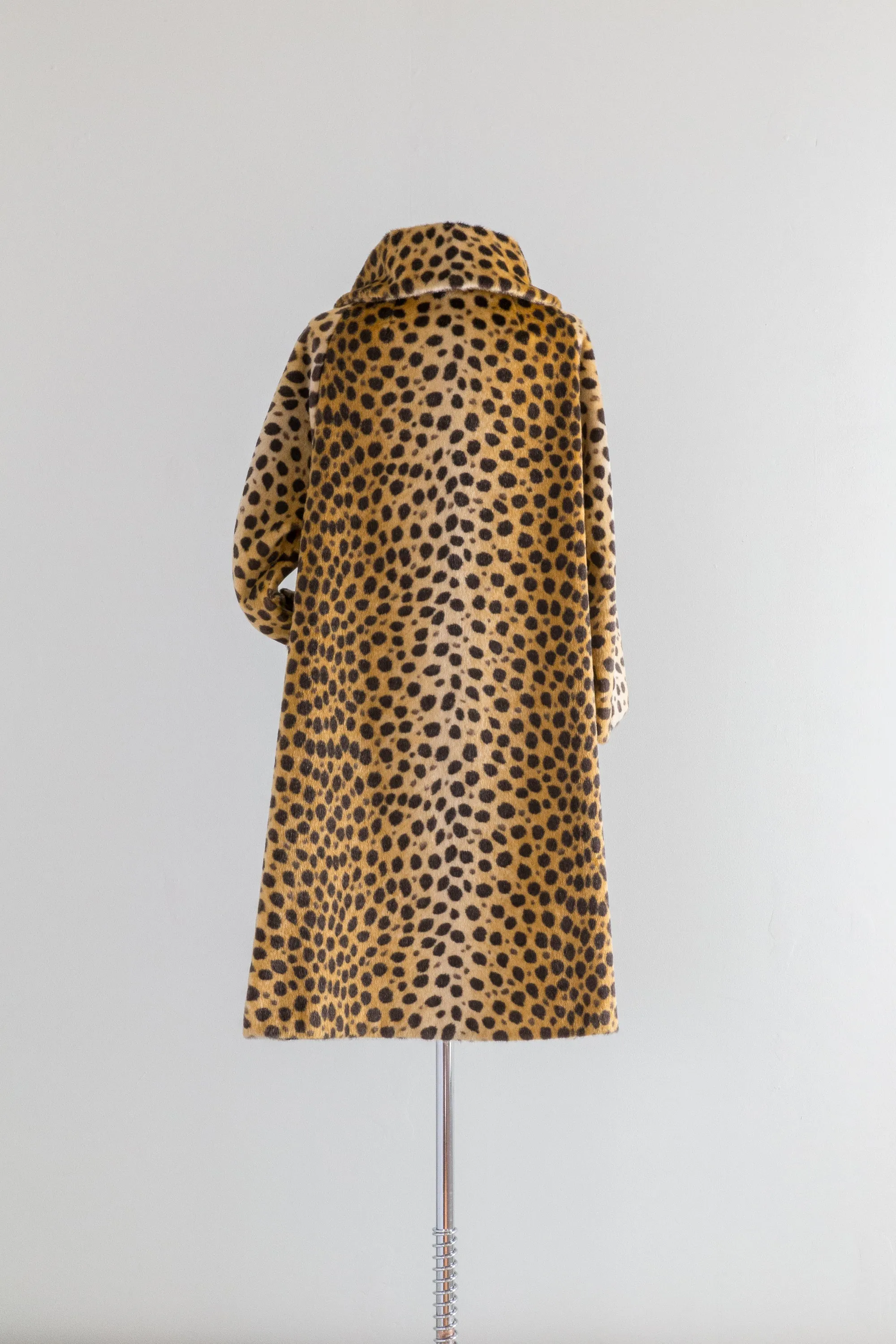 Fabulous 1960s Faux Cheetah Print Cocoon Coat By Dan Millstein / ML