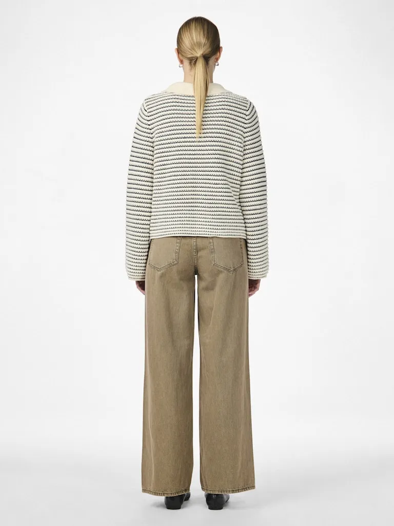 Fanto Ls Knit Cardigan S - Gardenia Navy Blazer