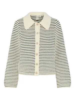 Fanto Ls Knit Cardigan S - Gardenia Navy Blazer
