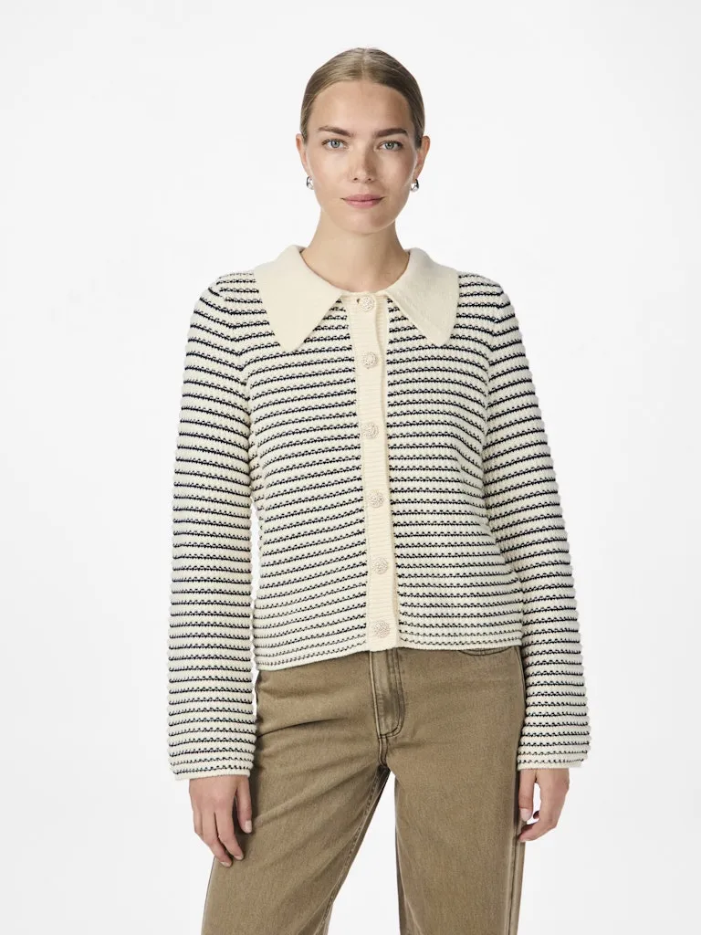 Fanto Ls Knit Cardigan S - Gardenia Navy Blazer