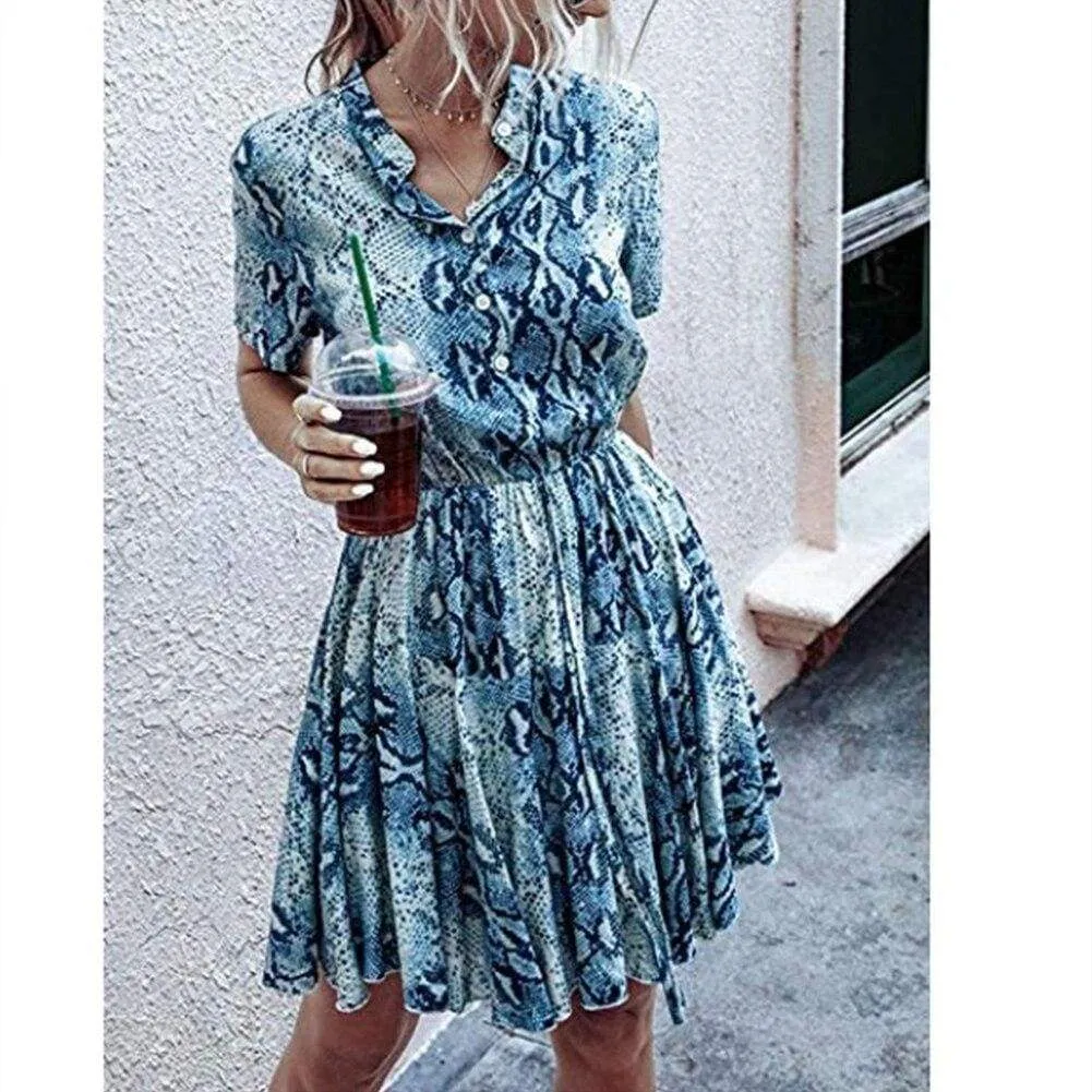 FashionSierra - Fashion Women Short Sleeve Stripe T Shirt Dress Elegant High Waist Loose Summer Dress Ladies Office Lady OL Dersses Streetwear
