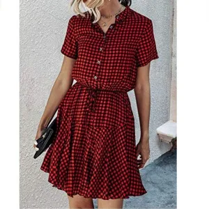 FashionSierra - Fashion Women Short Sleeve Stripe T Shirt Dress Elegant High Waist Loose Summer Dress Ladies Office Lady OL Dersses Streetwear