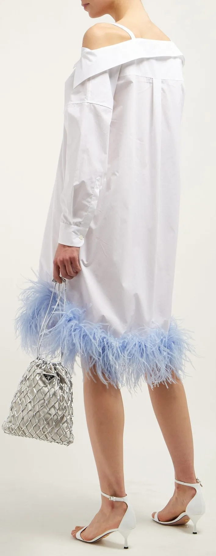 Feather-Trimmed Shirt-Dress