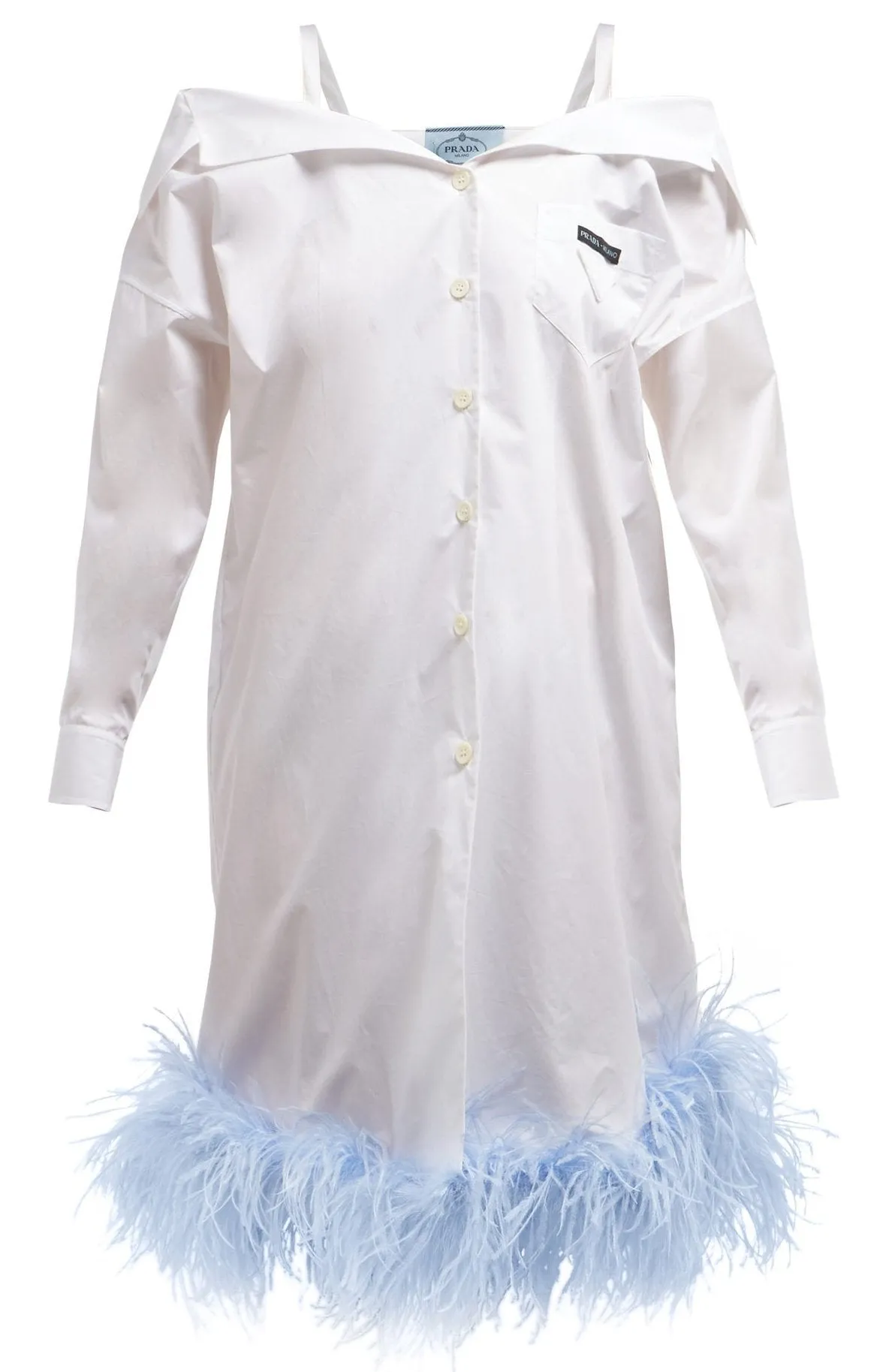 Feather-Trimmed Shirt-Dress