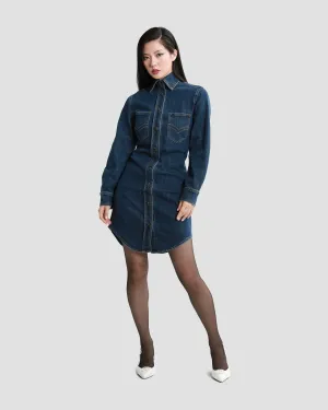 Ferré Embroidered Denim Shirt Dress