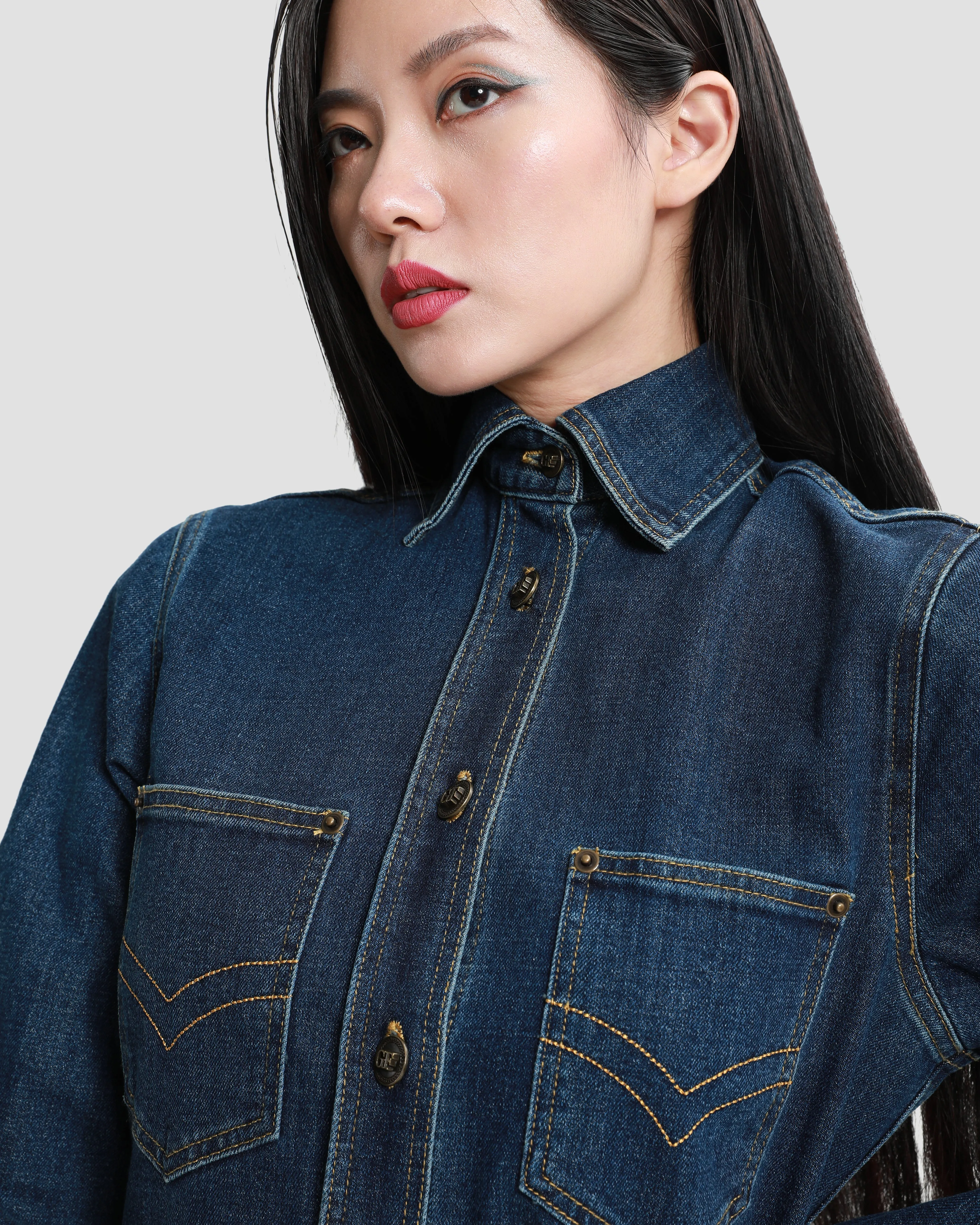 Ferré Embroidered Denim Shirt Dress