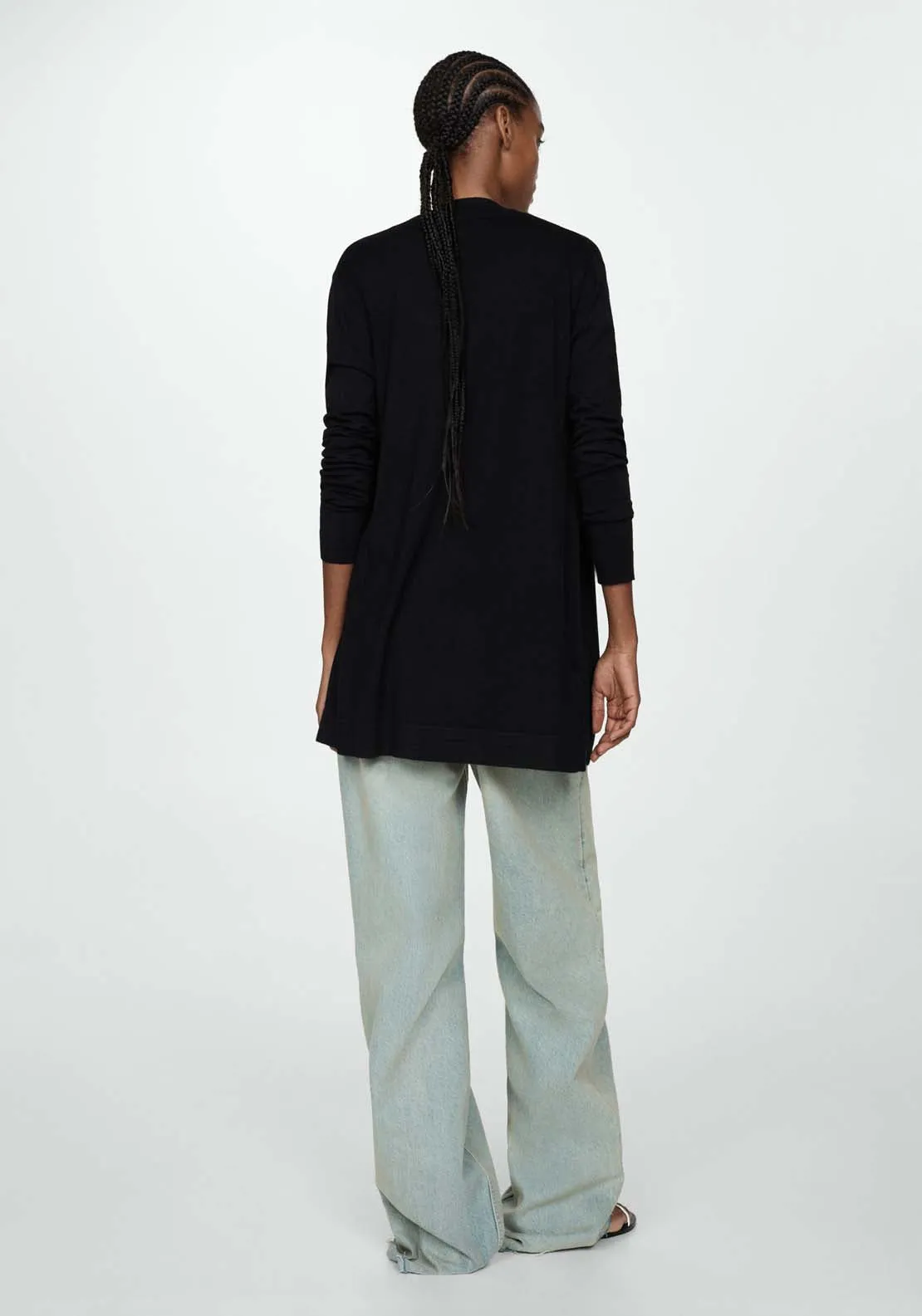 Fine-knit cardigan - Black