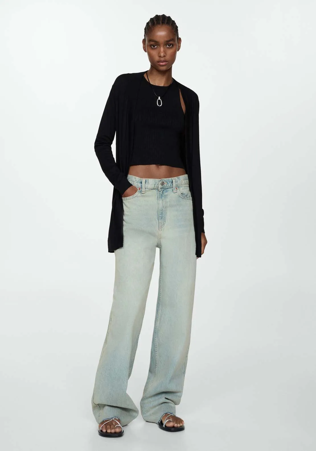 Fine-knit cardigan - Black
