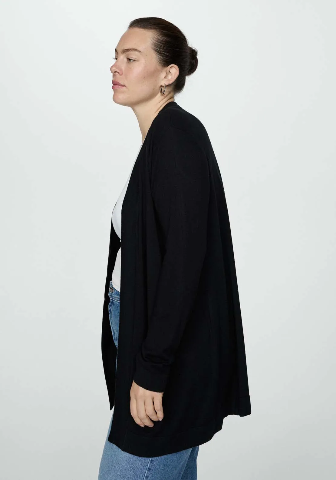 Fine-knit cardigan - Black