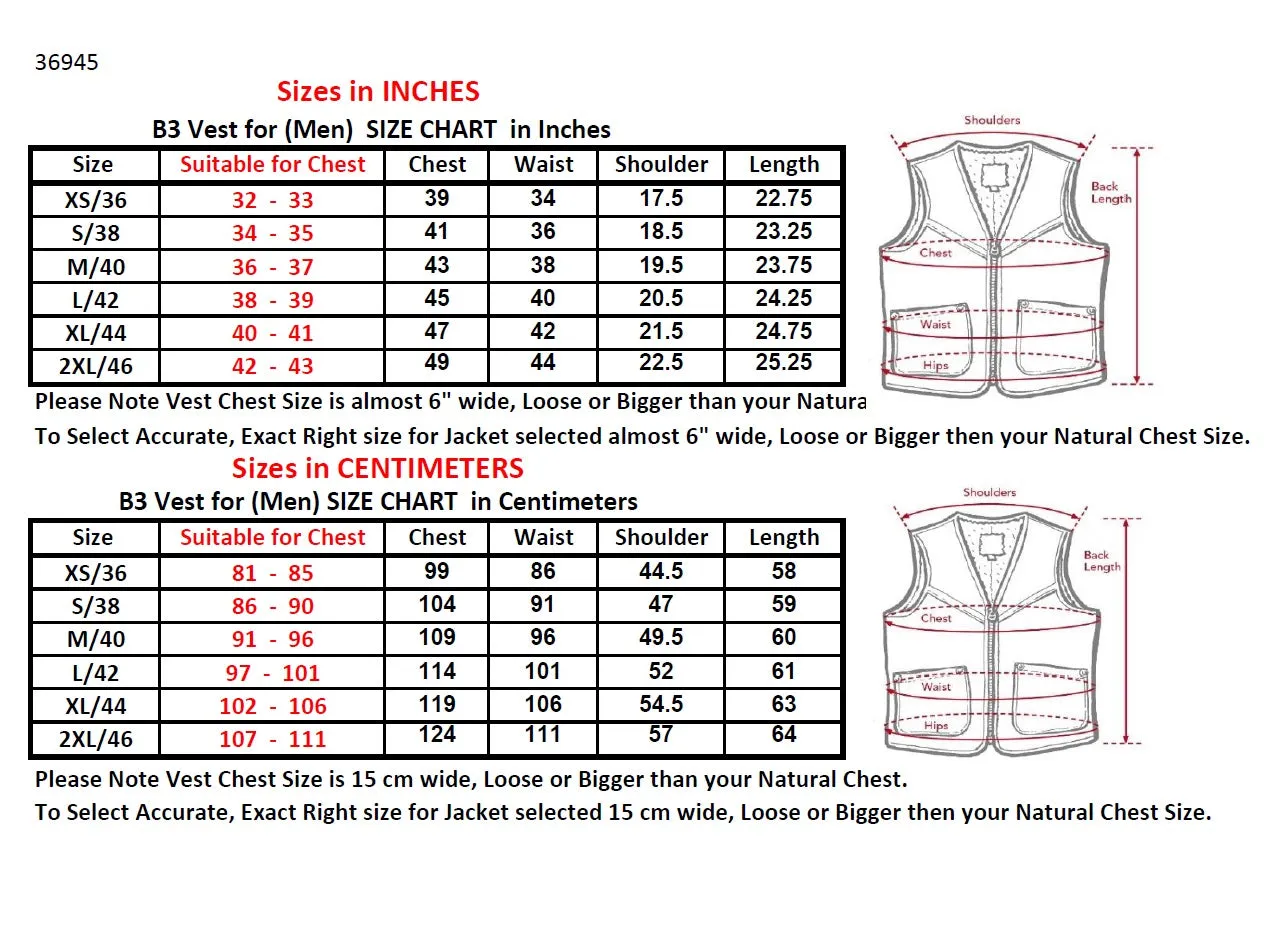 FiveStar Leather Men Vintage B3 Vest Real Sheep Shearling