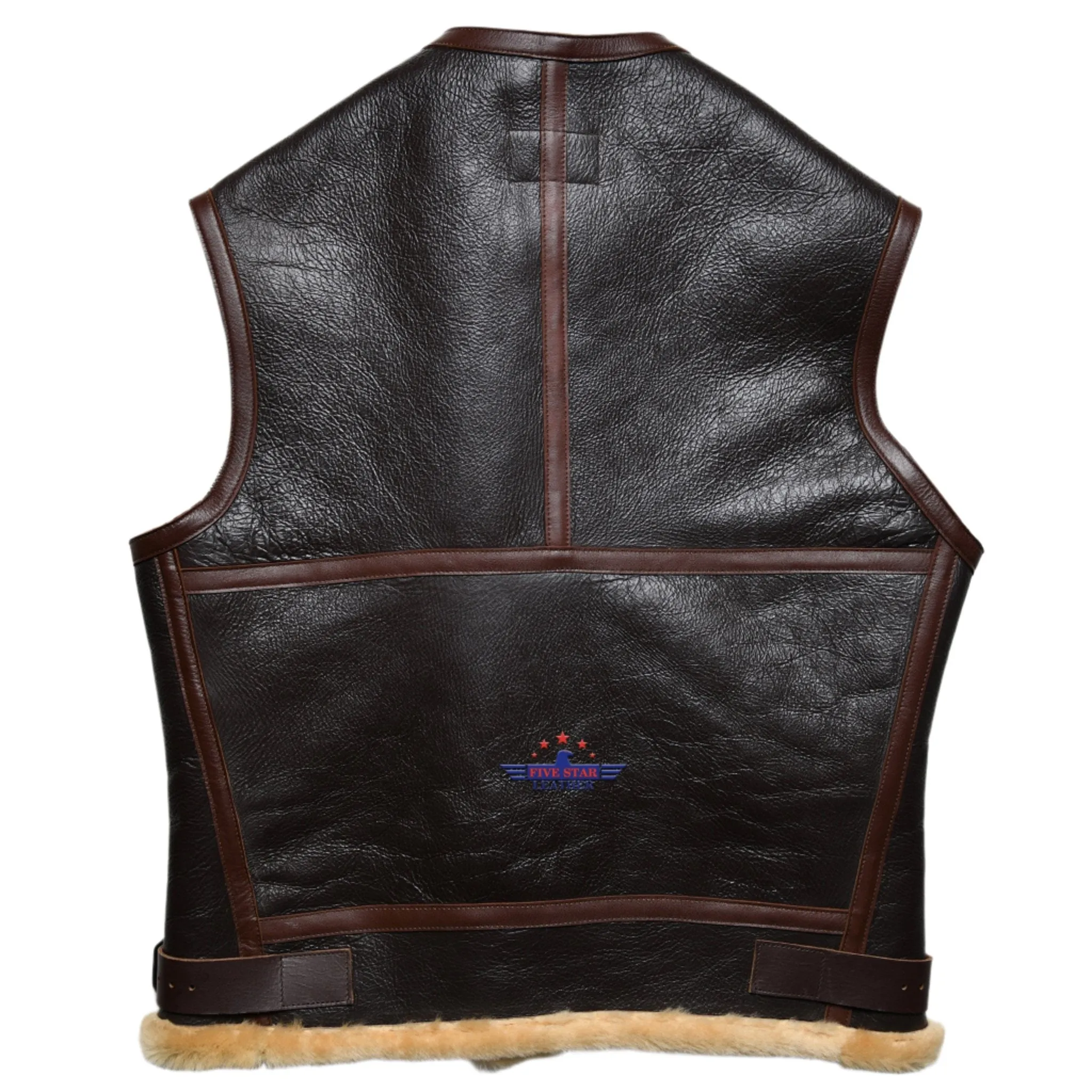 FiveStar Leather Men Vintage B3 Vest Real Sheep Shearling