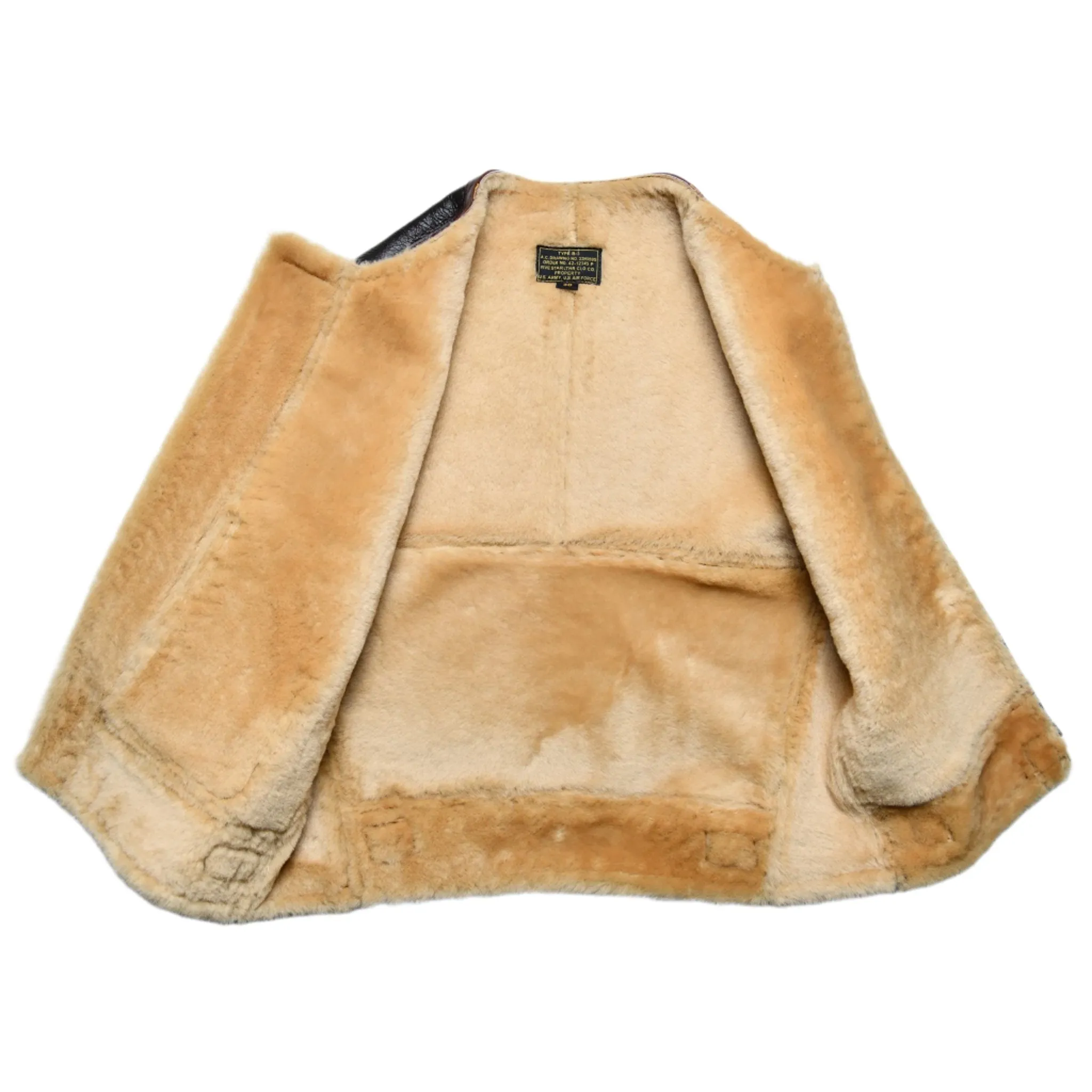 FiveStar Leather Men Vintage B3 Vest Real Sheep Shearling