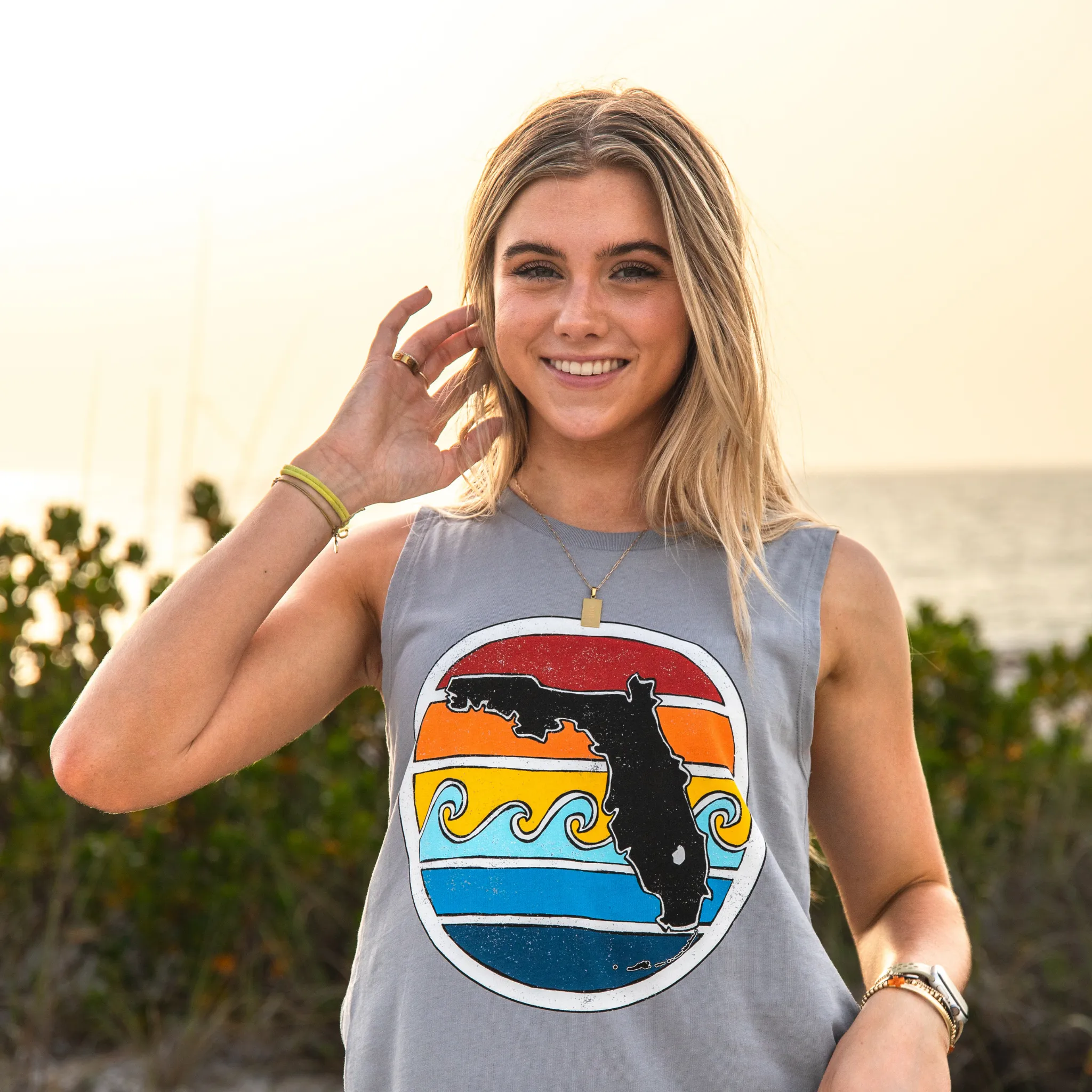 FL SUNSET MUSCLE TANK - GREY