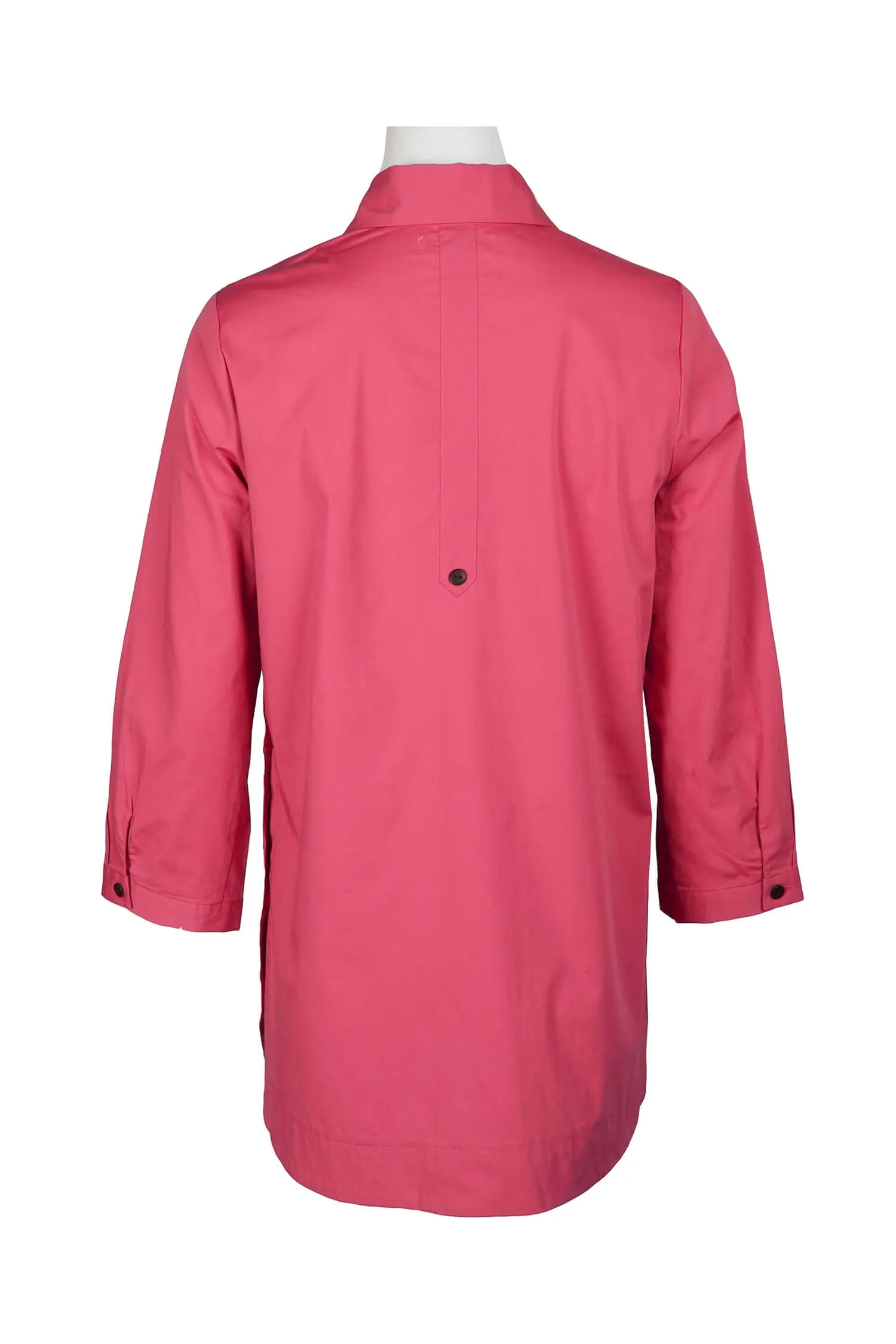 Flair Collared Button-Down Button Side 2 Way Sleeve Pockets Solid Cotton Blend Shirt