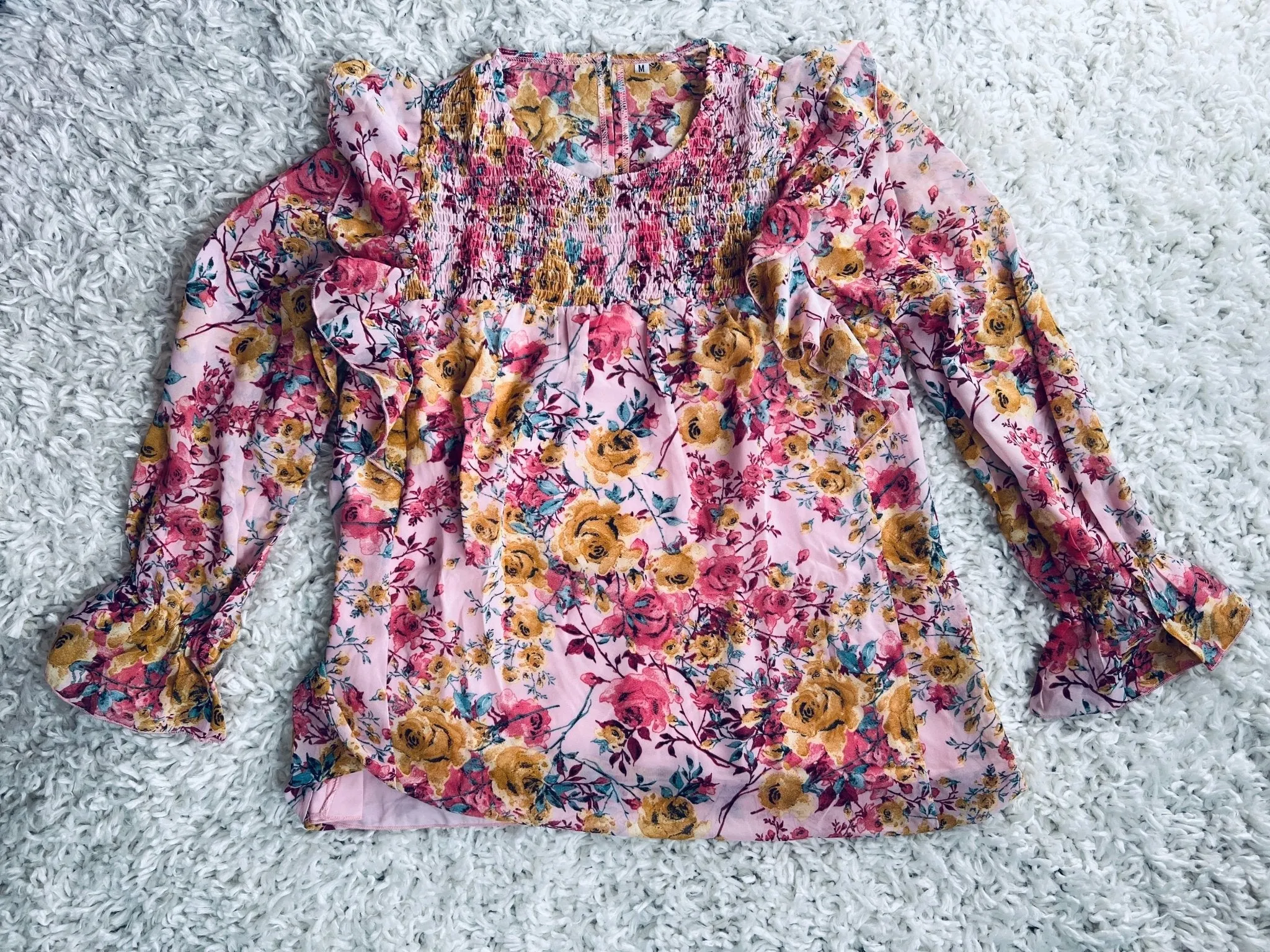 Floral Print Puff Long Sleeve Top