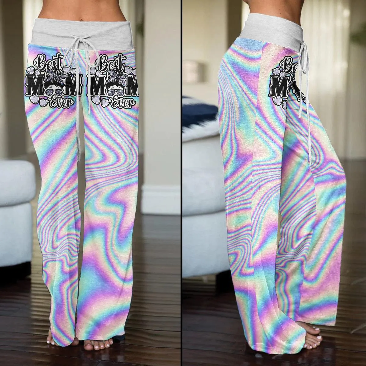 Flow Rainbow TieDye Gradiant Skull High-waisted Wide Leg Pants