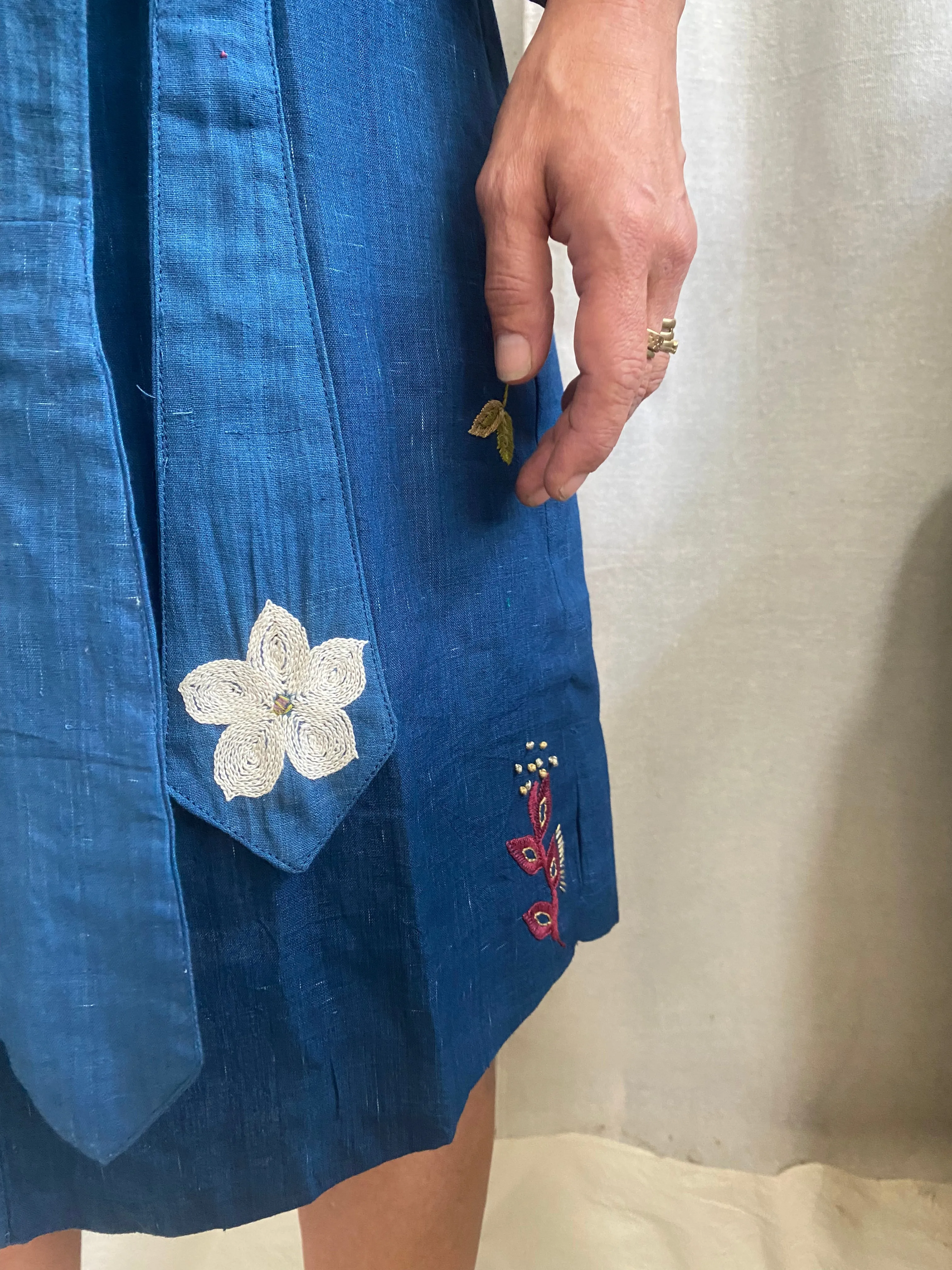Flowers of Our Valley Shirt Dress – Blue