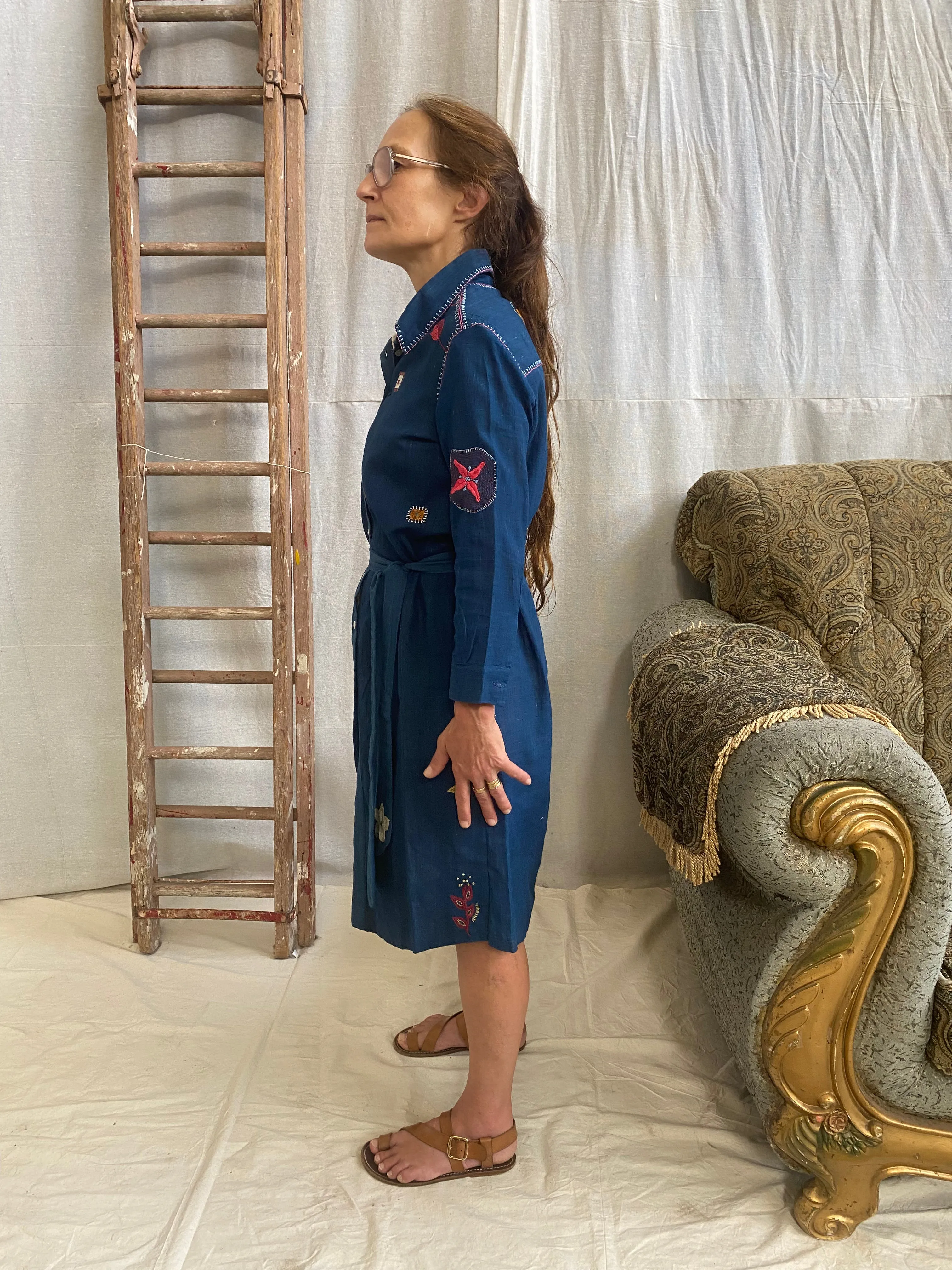 Flowers of Our Valley Shirt Dress – Blue