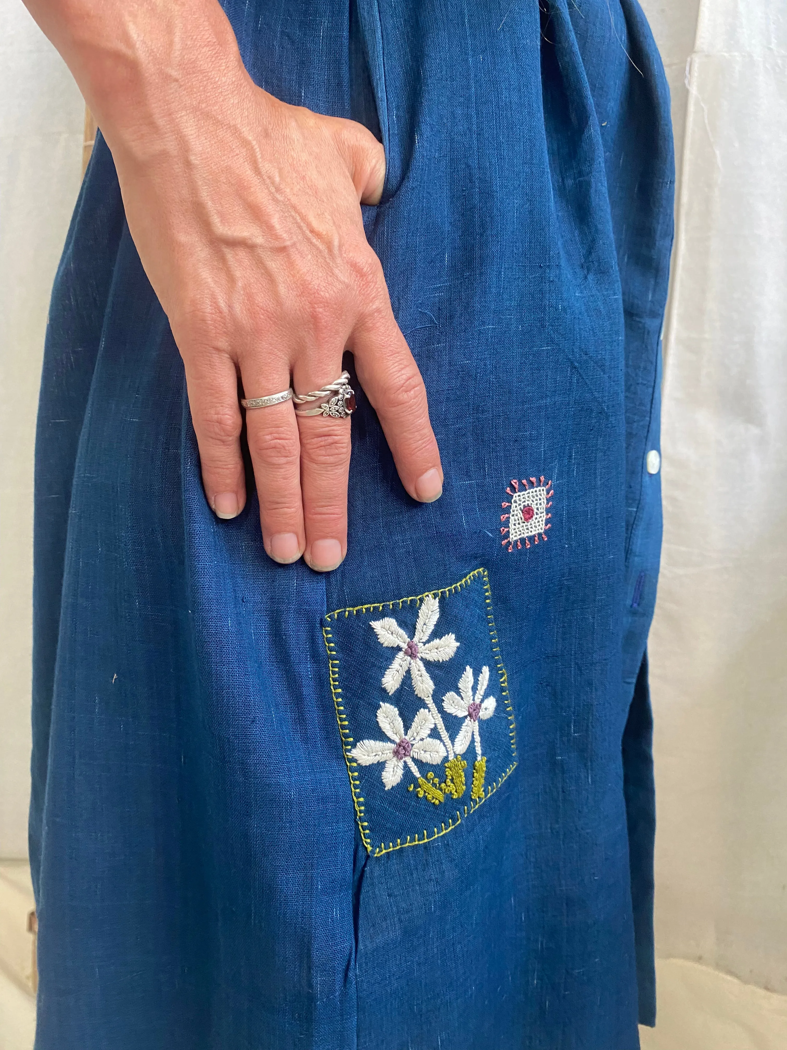 Flowers of Our Valley Shirt Dress – Blue