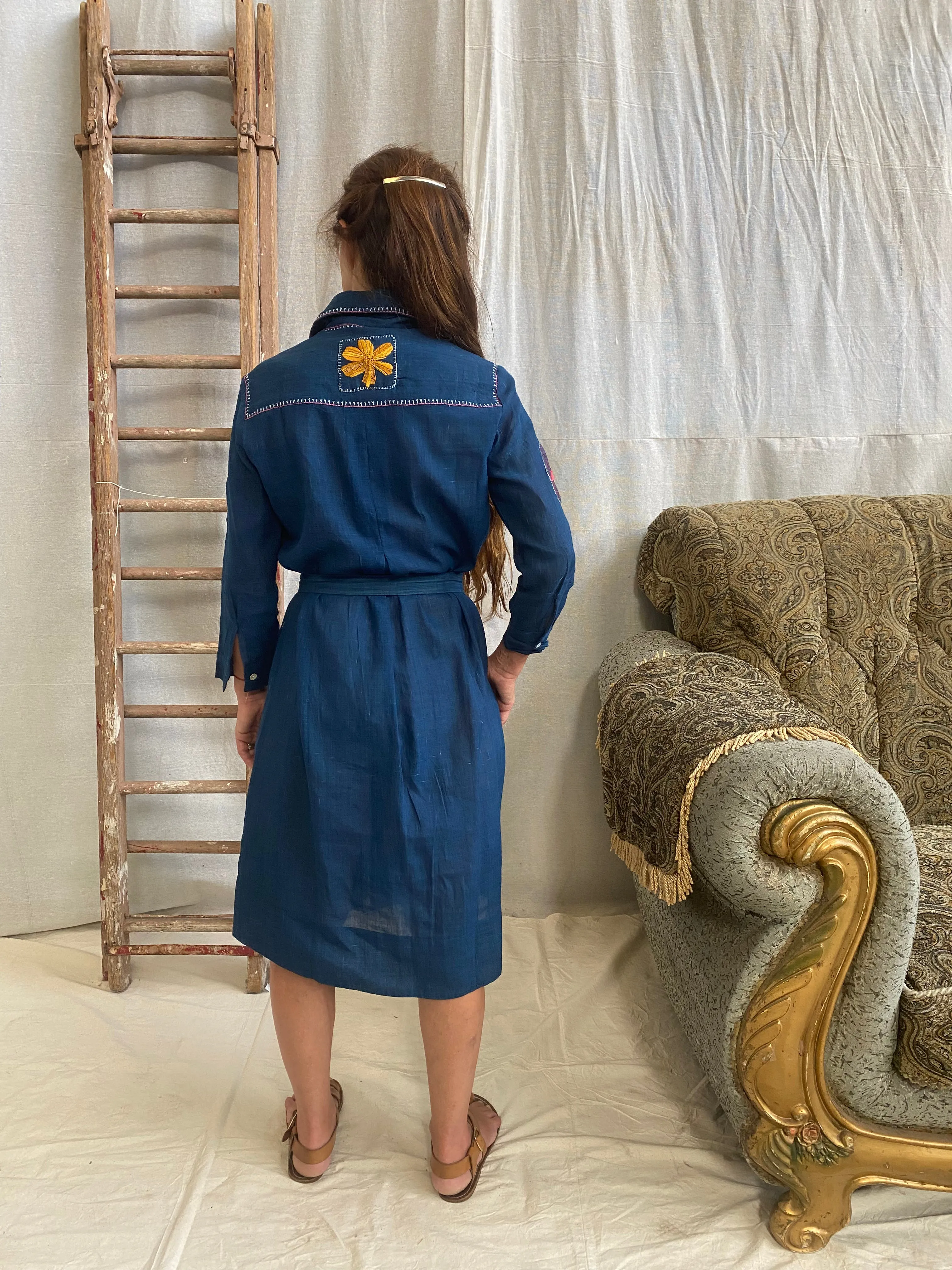 Flowers of Our Valley Shirt Dress – Blue