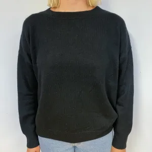 Frame Black Slouchy Cashmere Crew Neck Jumper Small