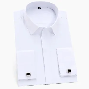 French Cuffs White Formal Shirt: Men's Office Attire