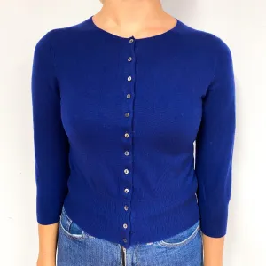 French Navy Blue Cashmere Cropped Cardigan Small