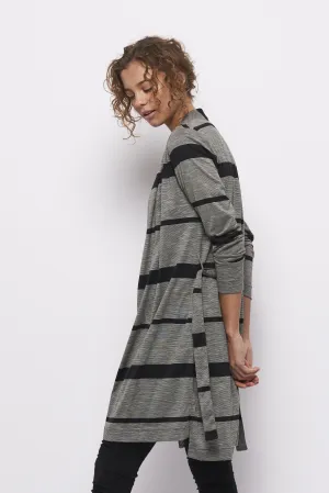 Froks Wrap Jersey Cardigan / Grey & Black stripes