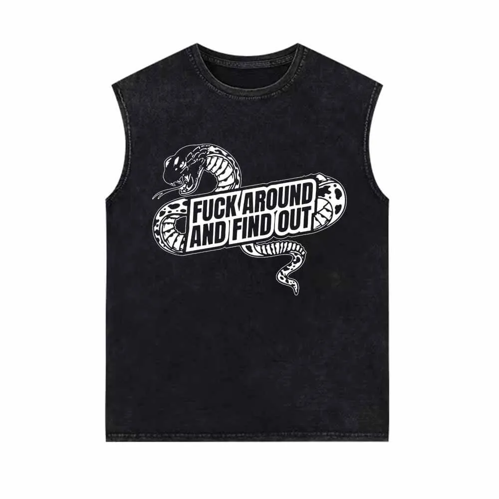 Fuck Around And Find Out Snake Vintage Washed Vest Top
