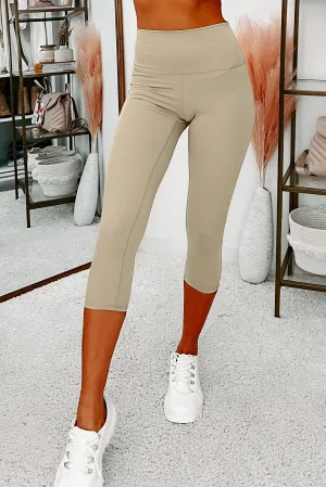 Getting Things Done Mid-Rise Capri Leggings (Taupe)