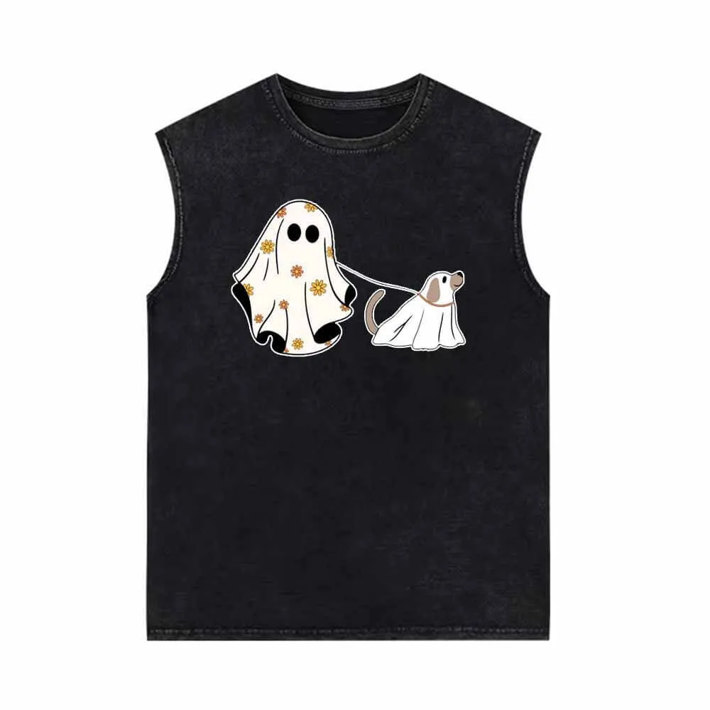 Ghost With Ghost Dog Vintage Washed Vest Top