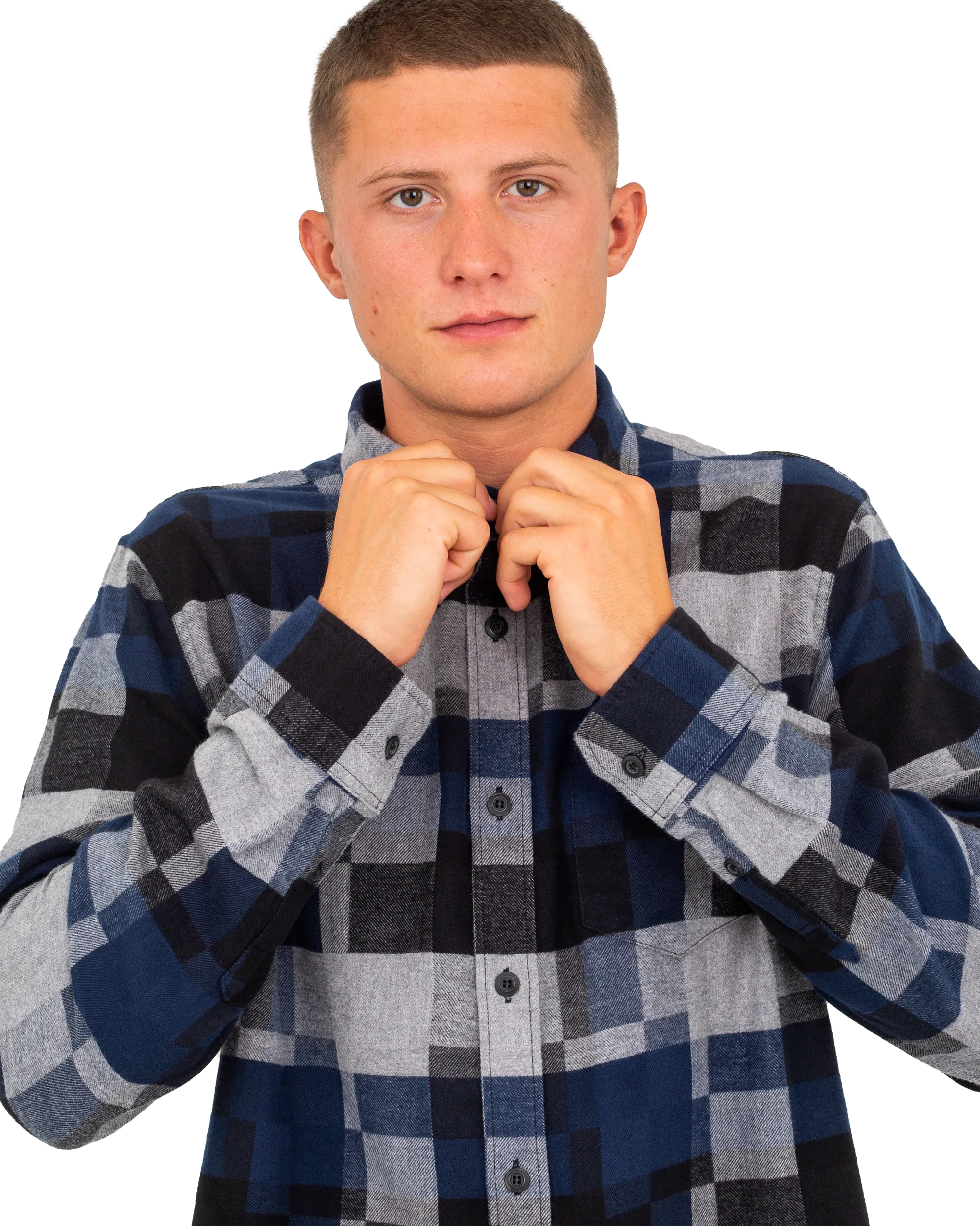 Gibson Patchwork Shirt in Dress Blues & Black