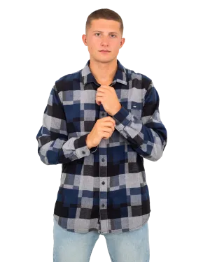 Gibson Patchwork Shirt in Dress Blues & Black