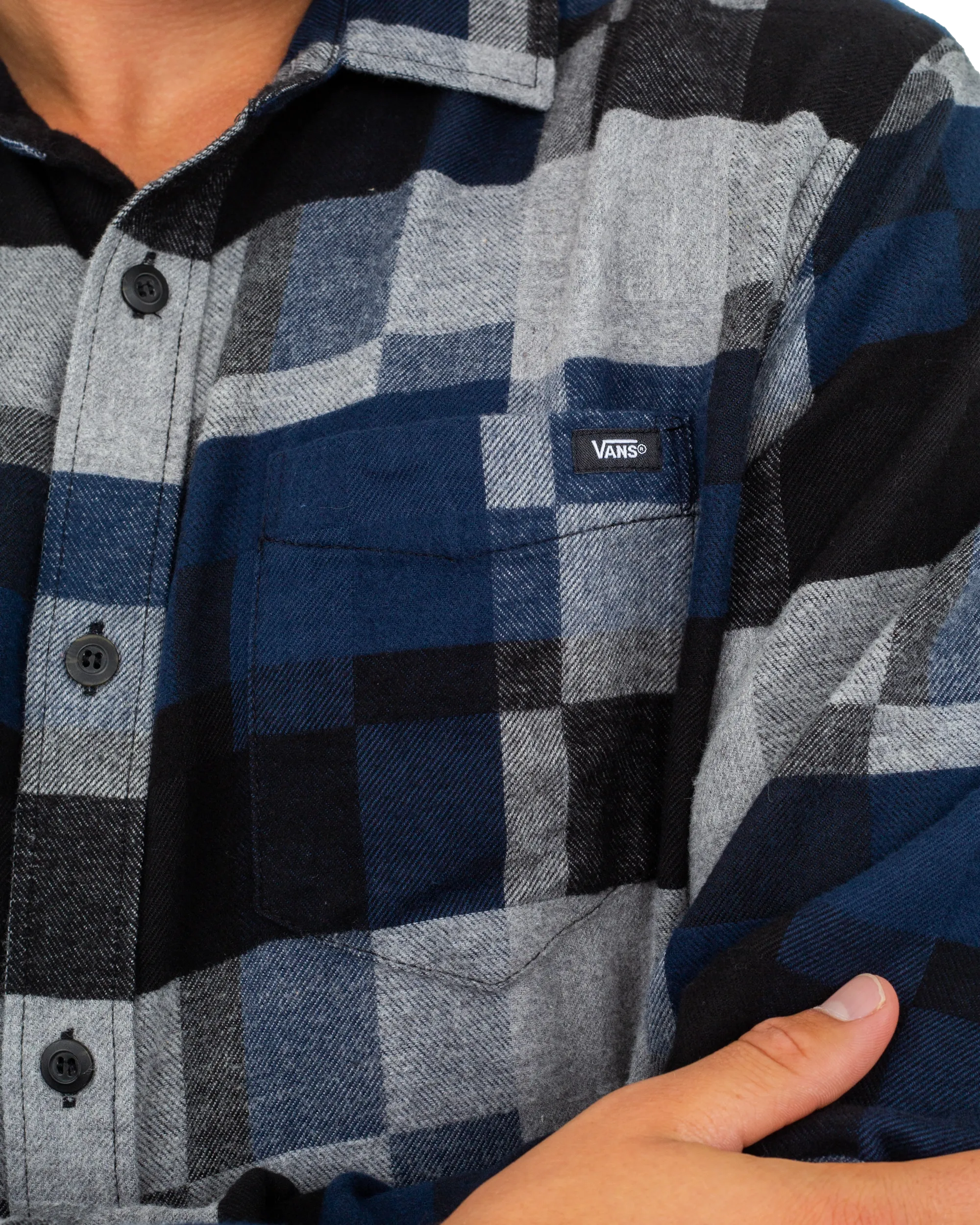 Gibson Patchwork Shirt in Dress Blues & Black