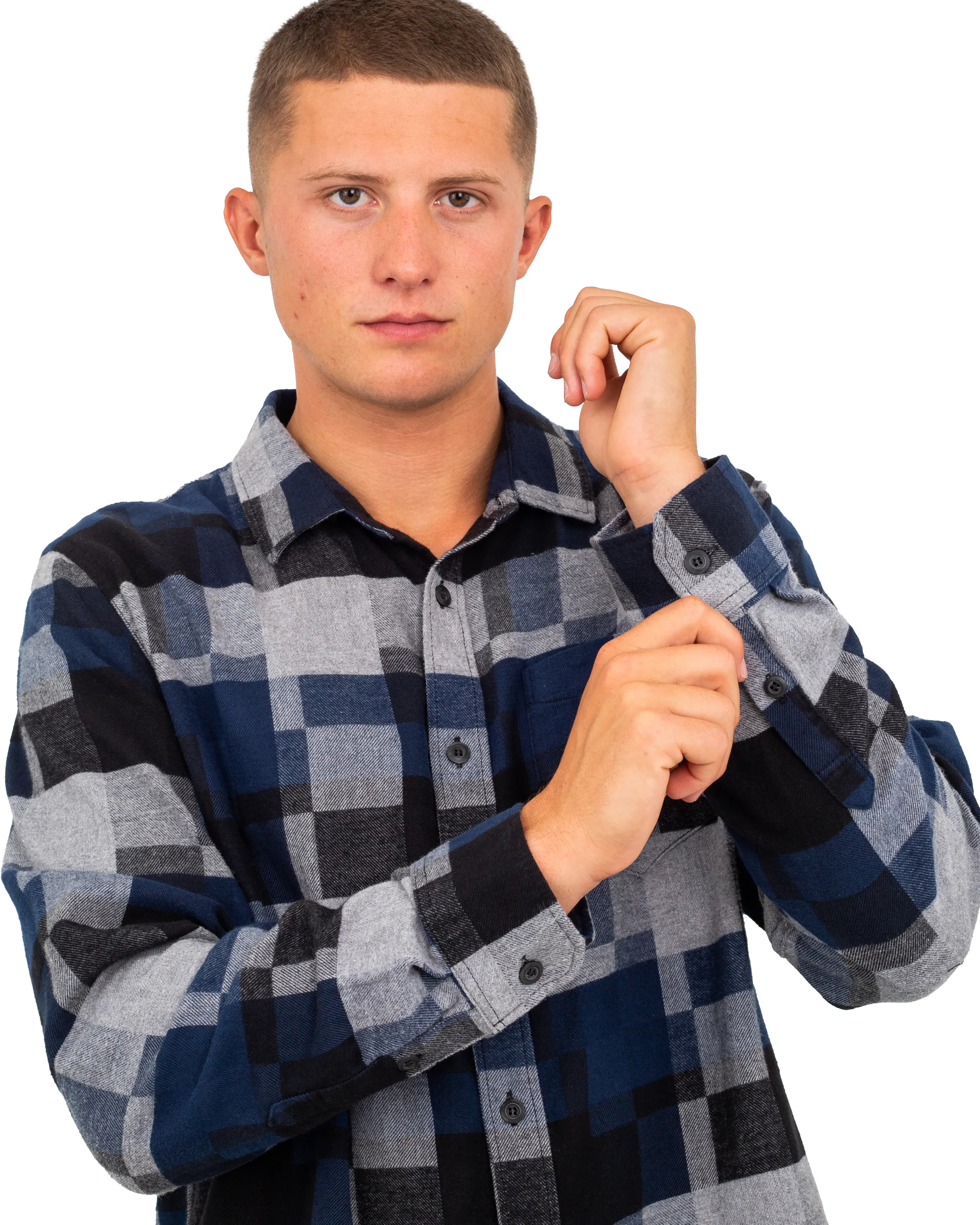 Gibson Patchwork Shirt in Dress Blues & Black