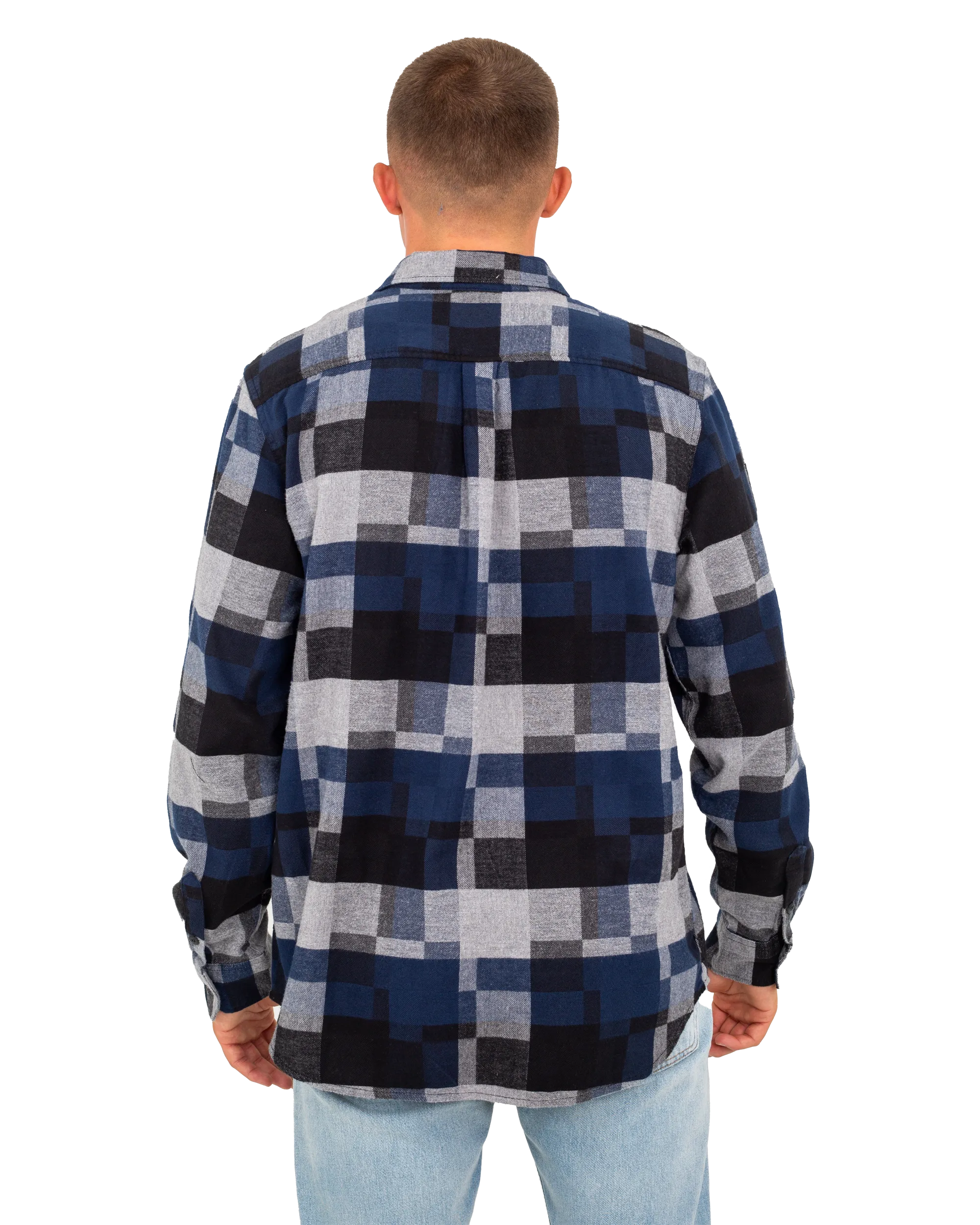 Gibson Patchwork Shirt in Dress Blues & Black