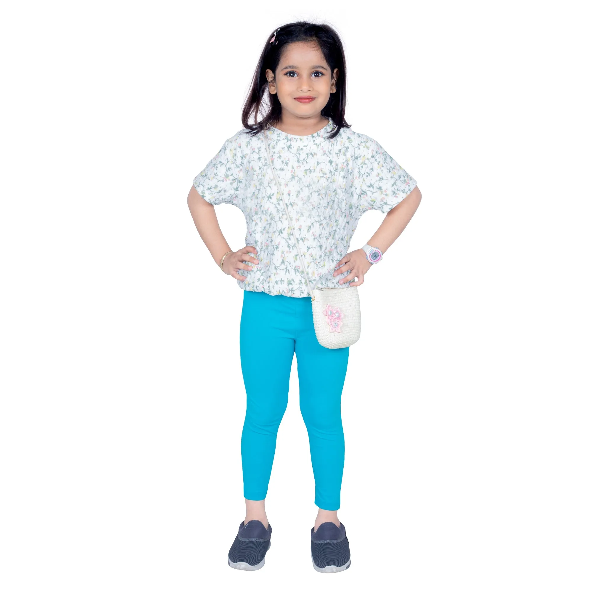 Girls Aqua Ankle Length Legging