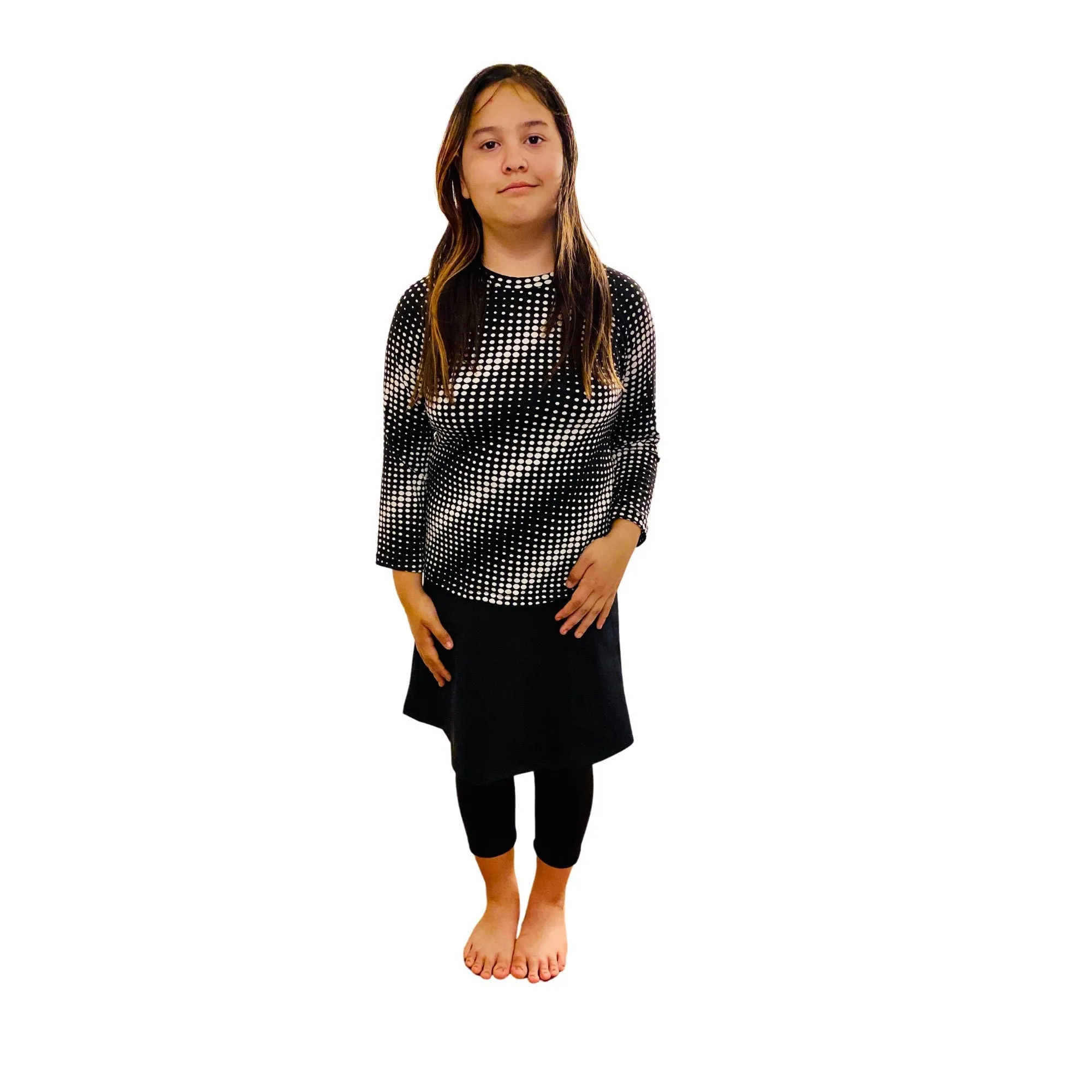 Girls Skirted Leggings, Junior Activewear, Girls School Skirt, Tzniut Skirt, Islamic Girls Burkini, Black Skirt & Leggings, Plus Size Girls