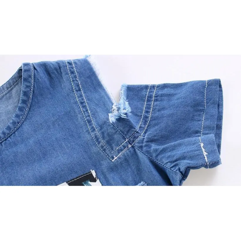 Girls Soft Denim T-Shirt Dress