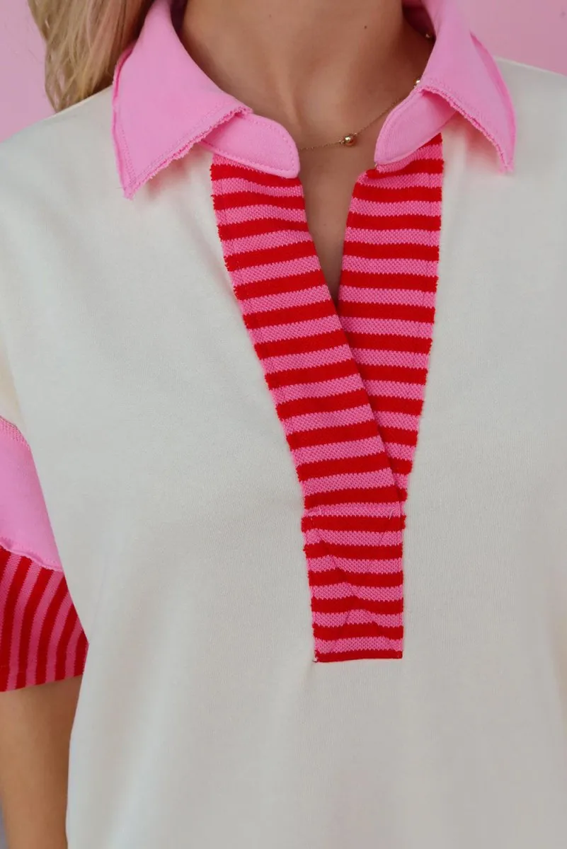 Glam Pink Stripe T Shirt Dress