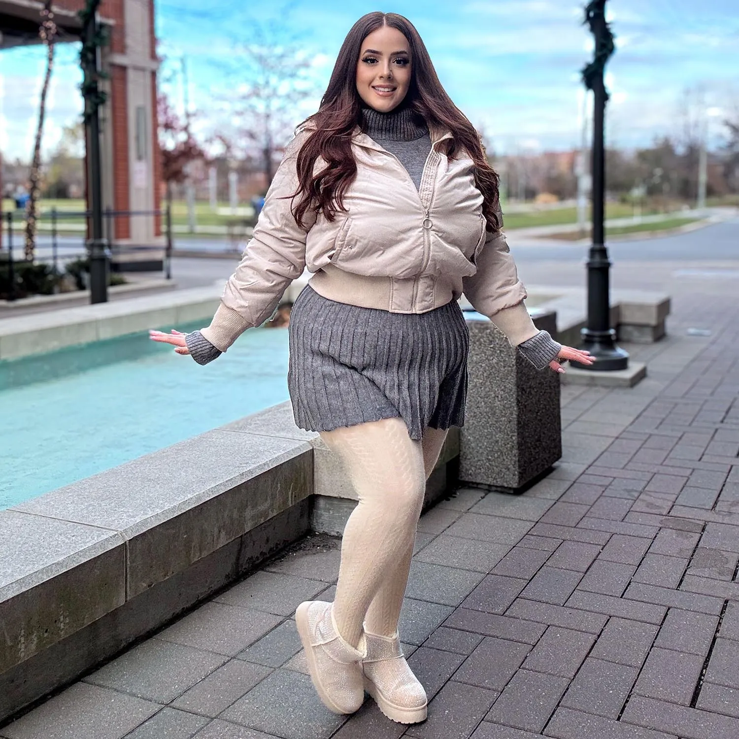 Grannies Cable Knit Wool Tights V2 - Oatmeal
