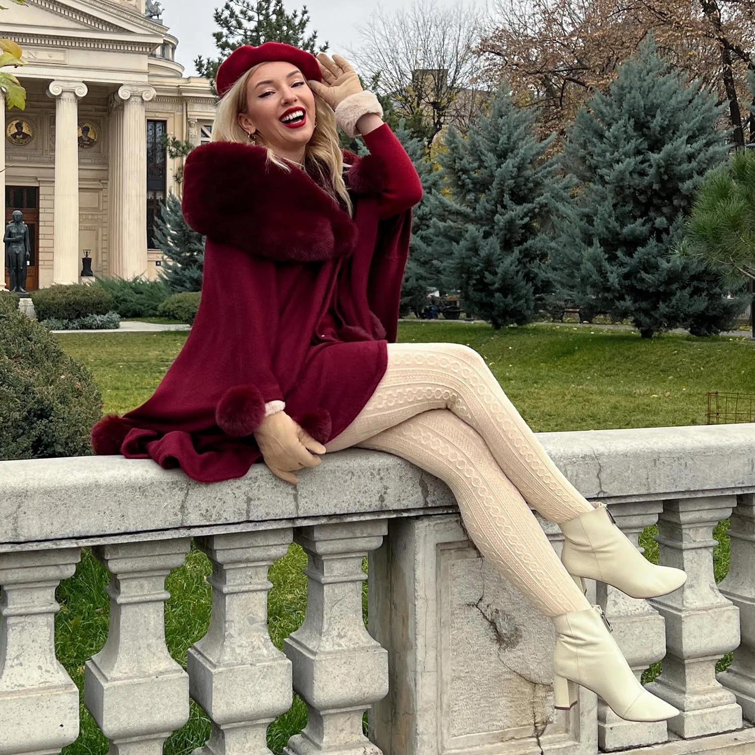 Grannies Cable Knit Wool Tights V2 - Oatmeal