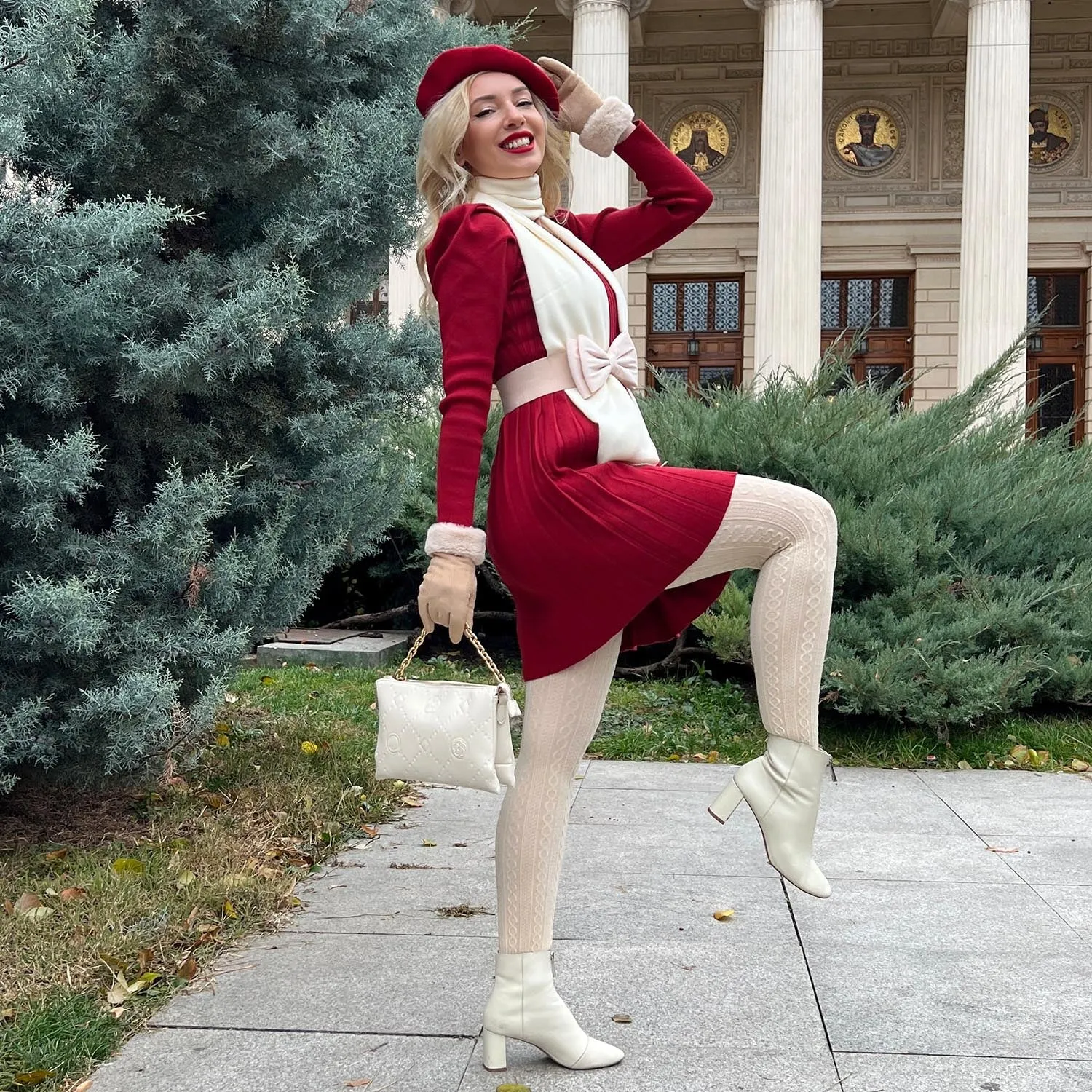 Grannies Cable Knit Wool Tights V2 - Oatmeal