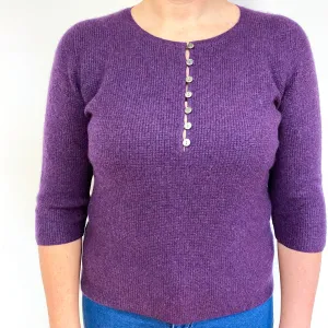 Grape Purple Cashmere Crew Neck Jumper Large