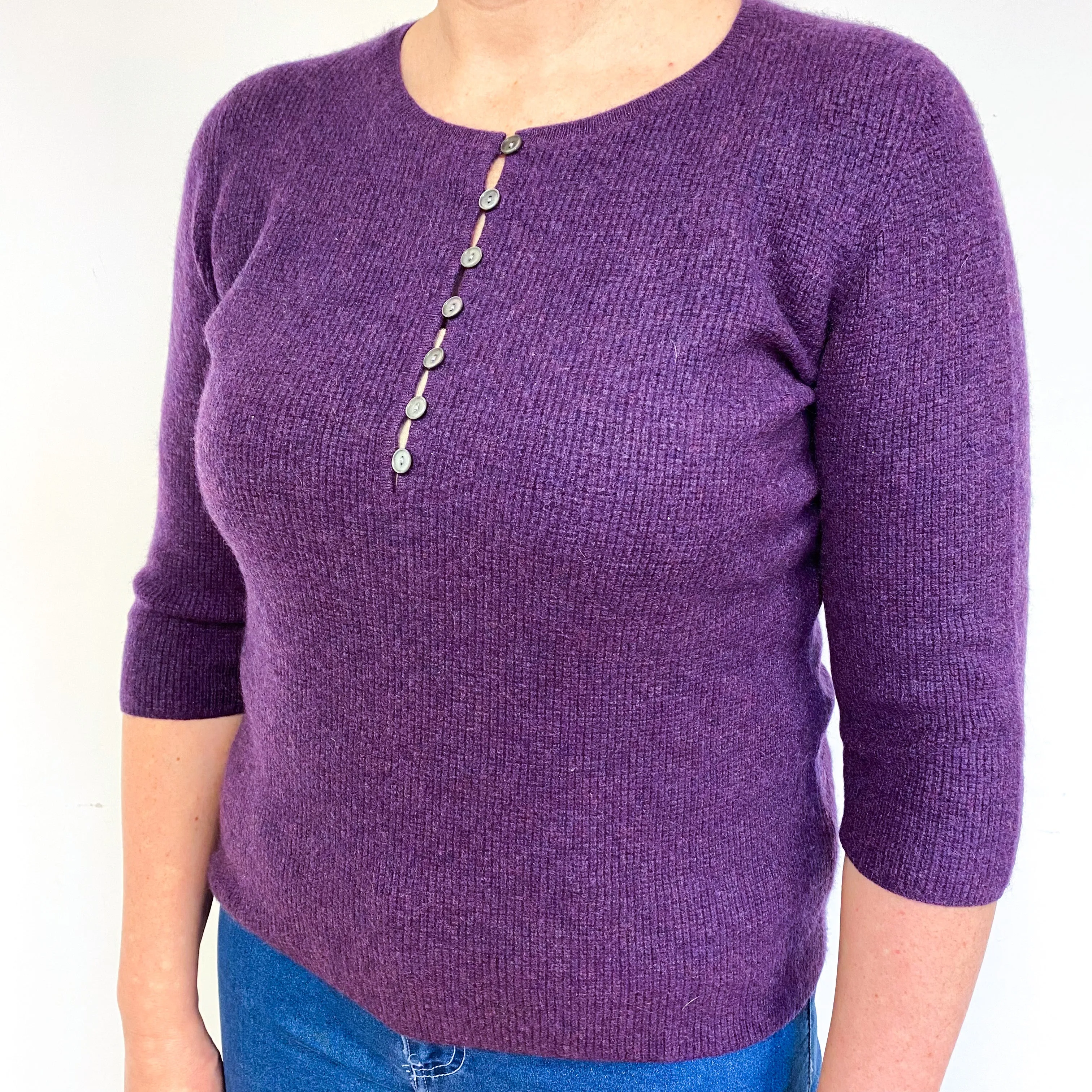 Grape Purple Cashmere Crew Neck Jumper Large
