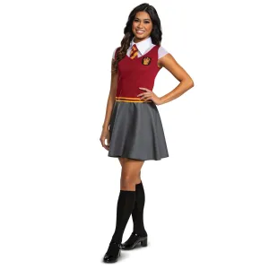 Harry Potter Gryffindor Dress Plus Size Costume for Adults, Red & Grey Dress and Collar with Neck Tie